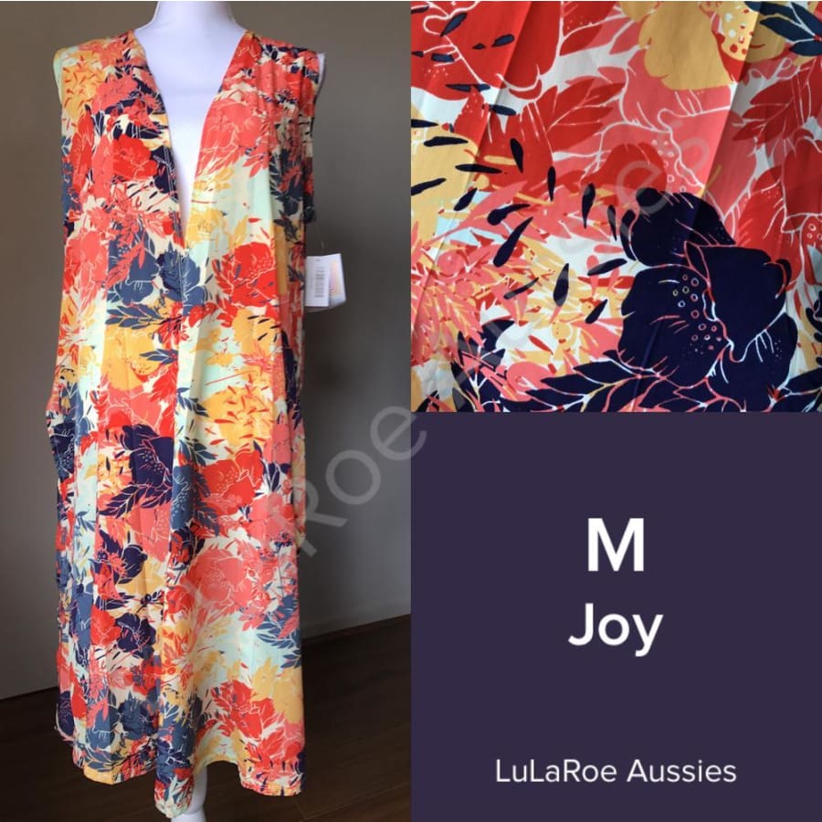 Lularoe Joy M / Navy/coral/crimson/yellow/aqua Floral, Silky Coverups