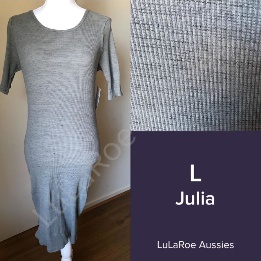Lularoe Julia L / Grey And Black Marle Ribbed Dresses