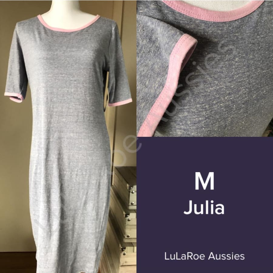 Lularoe Julia M / Purple Heather With Pink Ringer Dresses