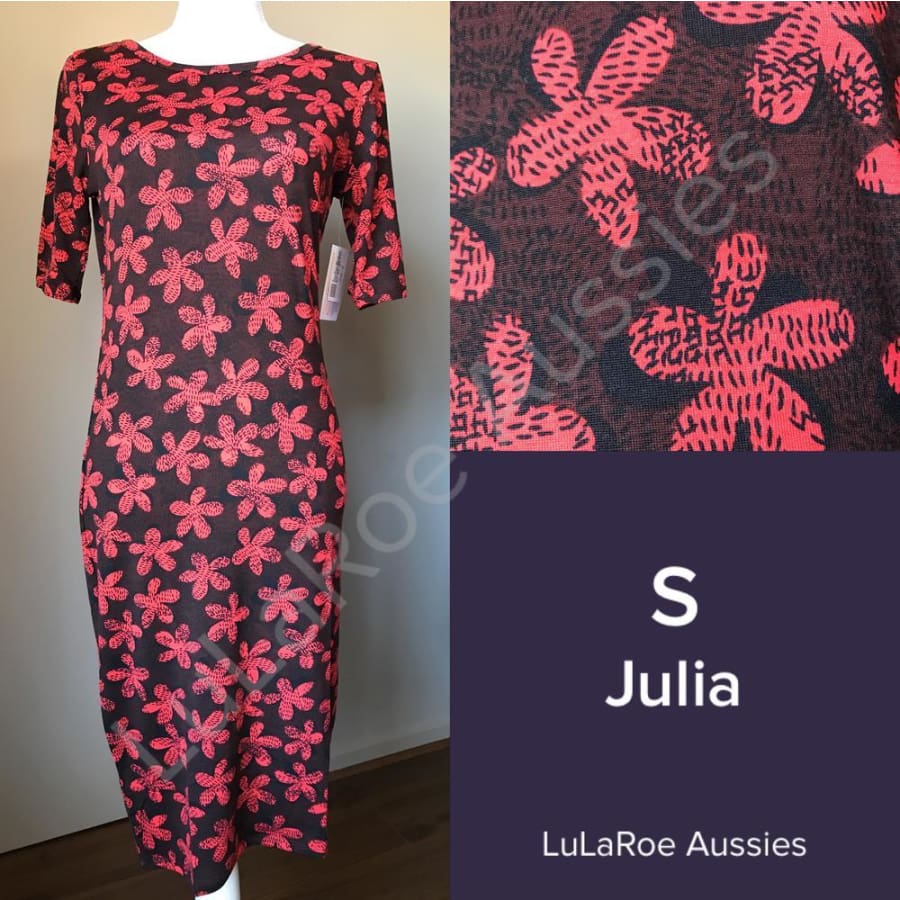 Lularoe Julia S / Black With Brown And Crimson Floral Dresses