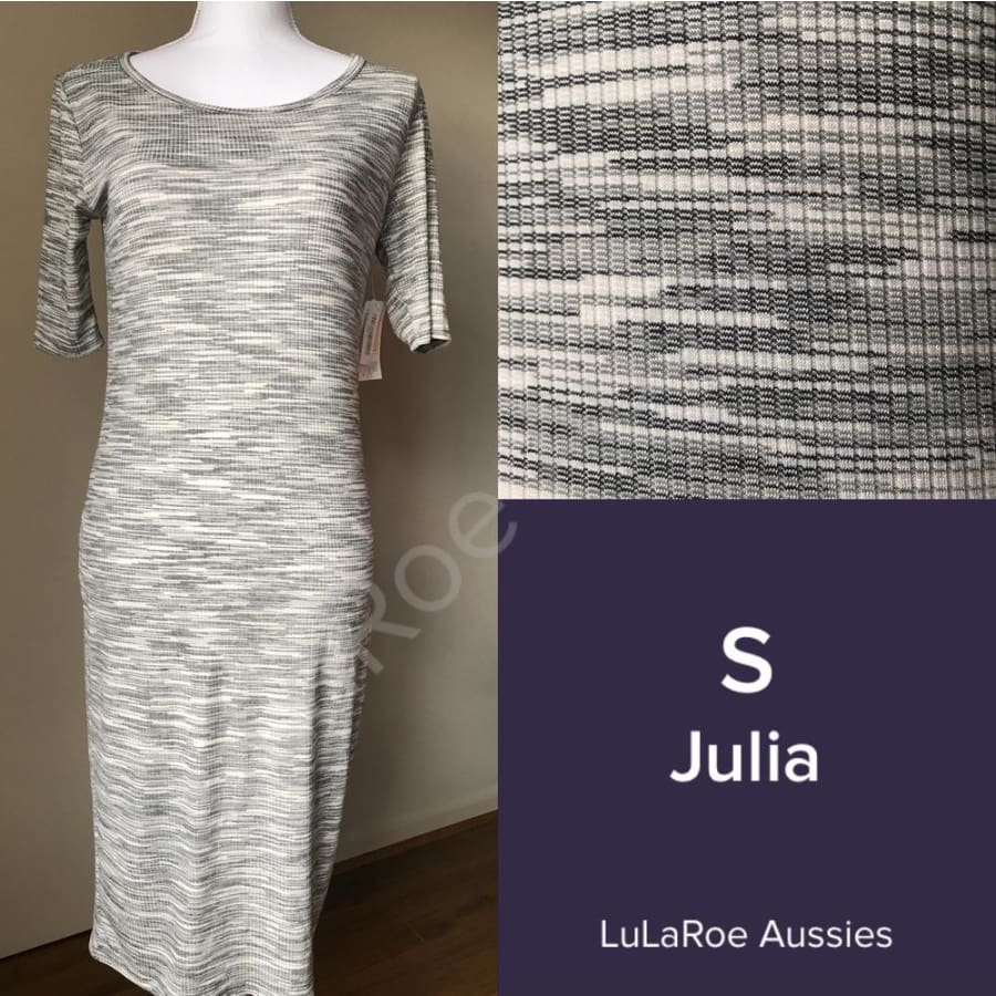 Lularoe Julia S / Cream And Black Marle Ribbed Dresses
