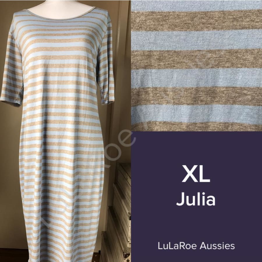 Lularoe Julia Xl / Light Blue And Grey Heather Stripes Dresses