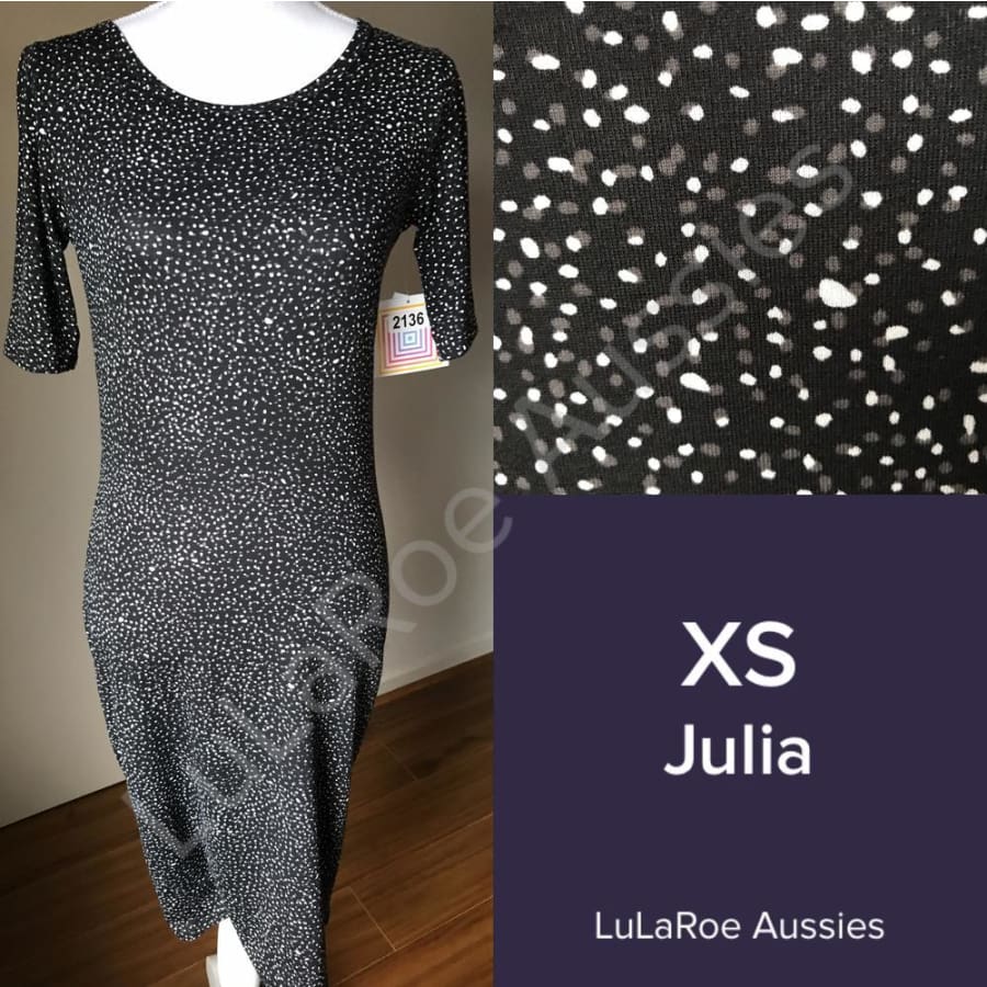 Lularoe Julia Xs / Black With Grey/white Specks Dresses