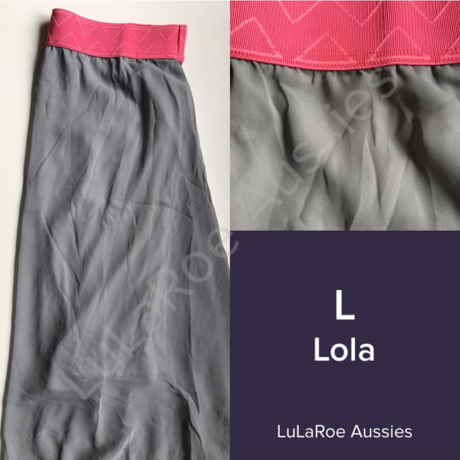 Lularoe Lola L / Grey With Pink Waistband, Chiffon Skirts