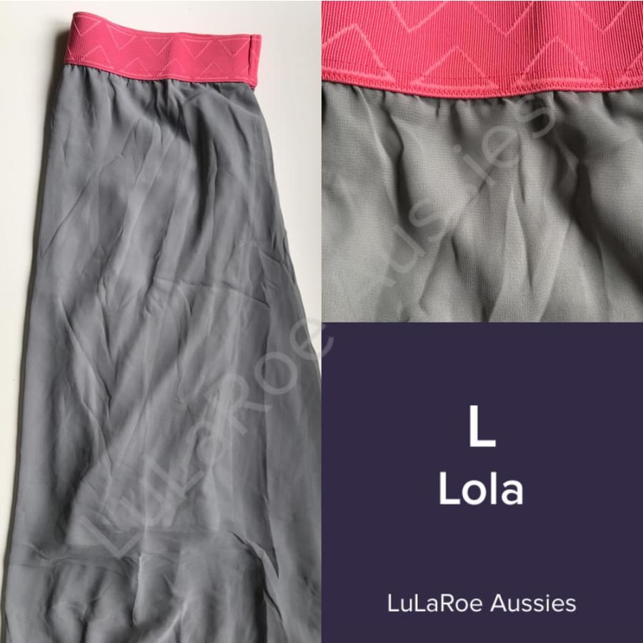 Lularoe Lola L / Black With Striped Olive Leaves, Purple/cream Roses, Waistband, Chiffon Skirts