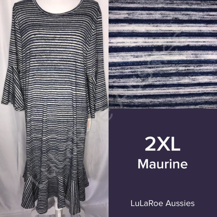 LuLaRoe Maurine 2XL / Grey blue stripe Dresses