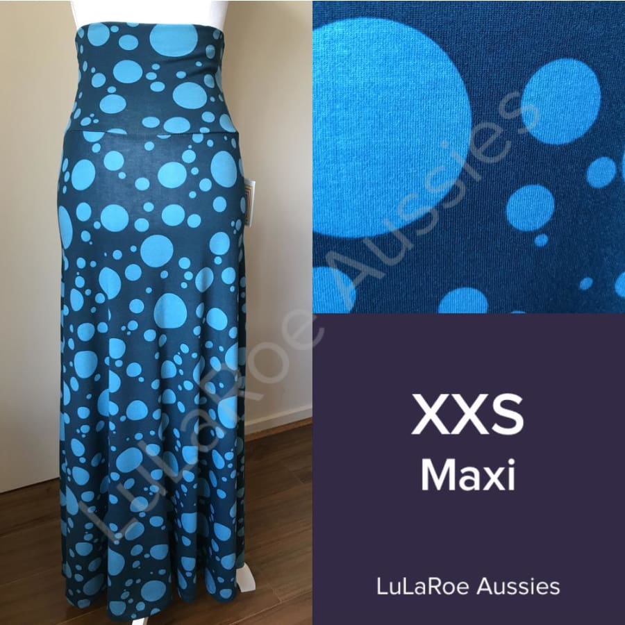 Lularoe Maxi Xxs / Teal Blue With Light Dots, Jersey Skirts