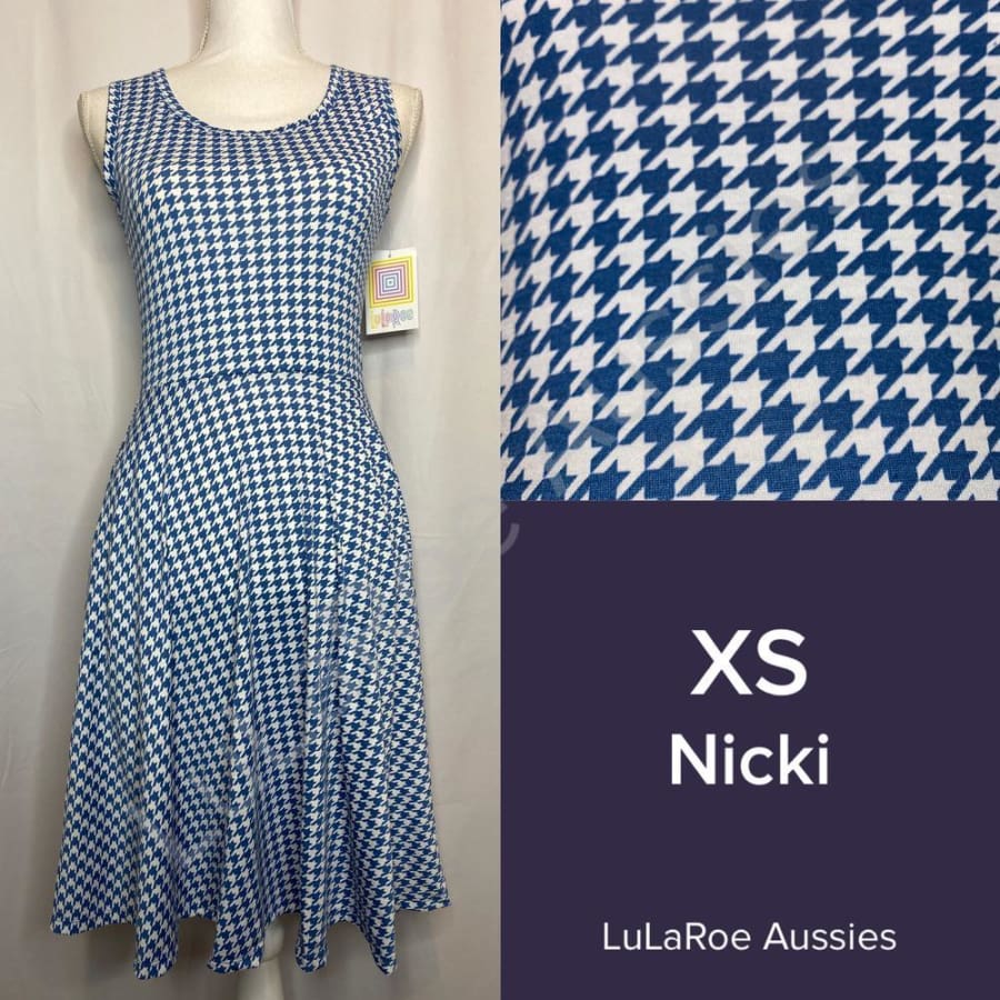 LuLaRoe Nicki XS / Blue white houndstooth Dresses