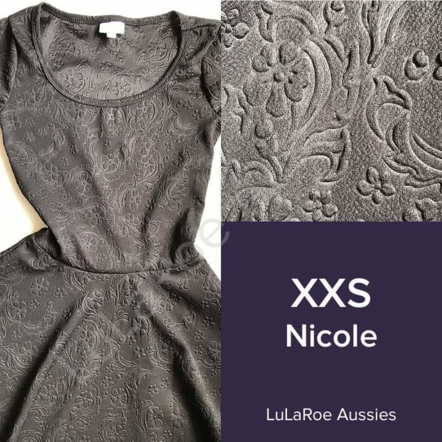 Lularoe Nicole Xxs / Solid Black Embossed Floral Dresses