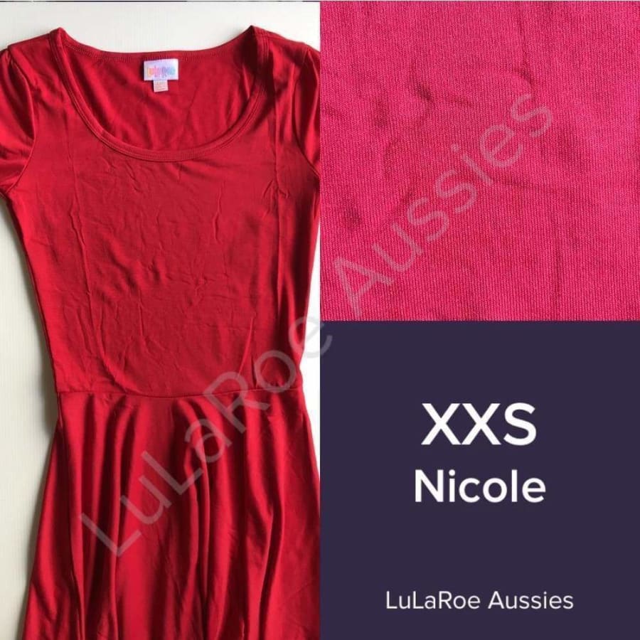 Lularoe Nicole Xxs / True Red Jersey Dresses