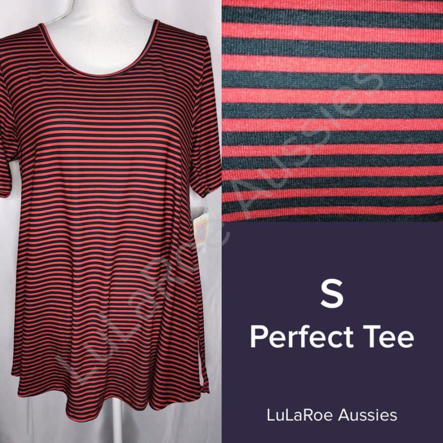 LuLaRoe Perfect T S / Black Red stripe Tops