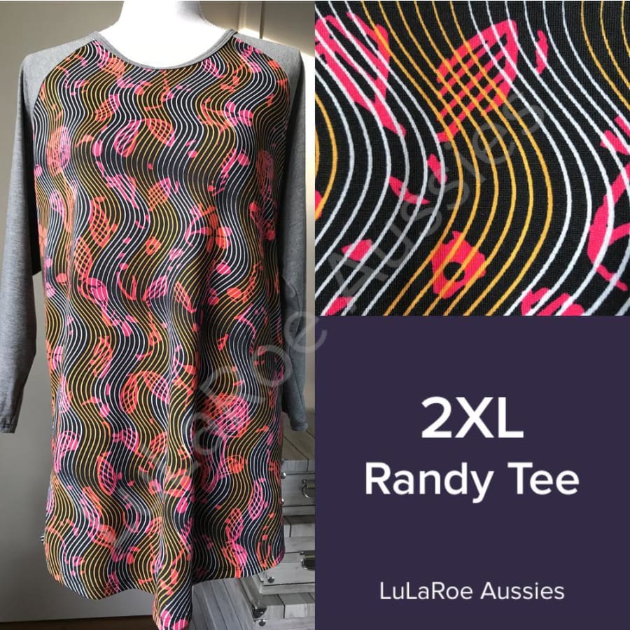 LuLaRoe Randy 2XL / Black range red floral/ grey sleeves Tops