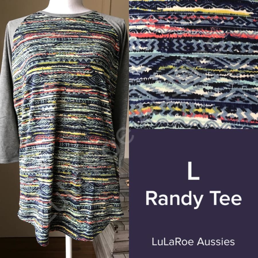 Lularoe Randy L / Black/grey/red/yellow Aztec Grey Sleeves Tops