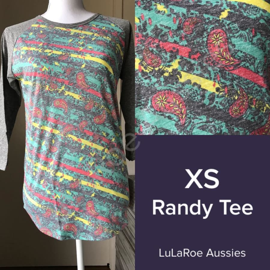 Lularoe Randy Xs / Heather Grey/green/red/yellow Grey Sleeves Tops