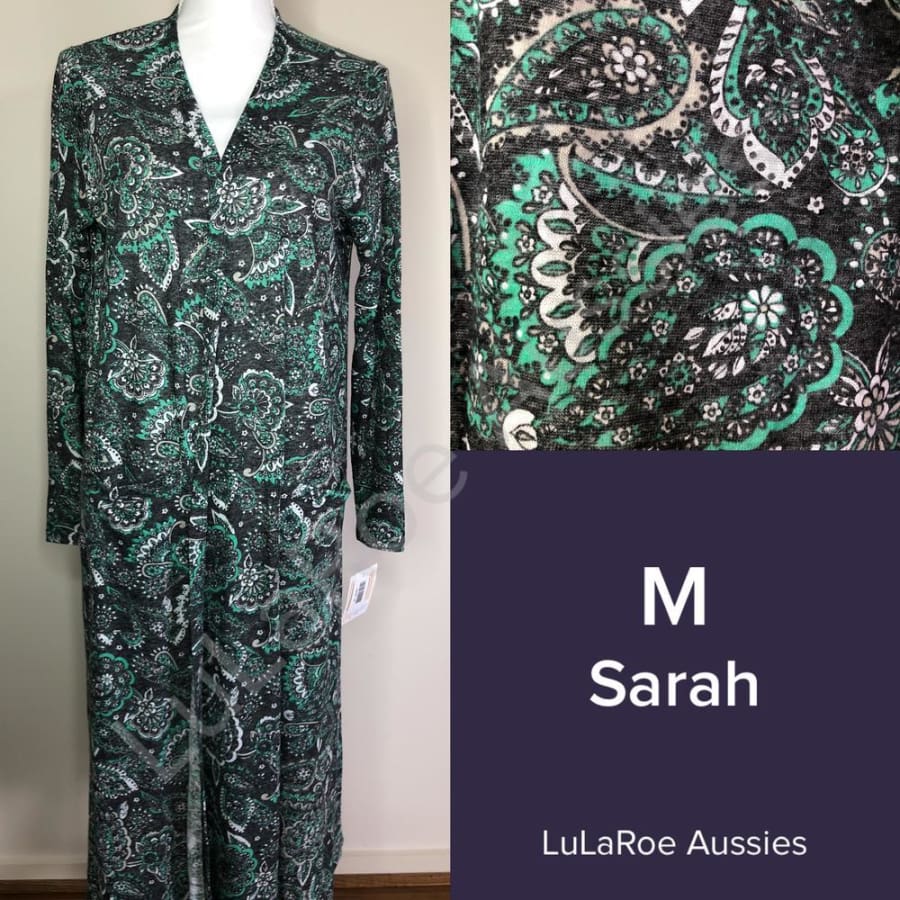 Lularoe Sarah M / Charcoal/green/taupe/white Paisley, Linen Blend Coverups