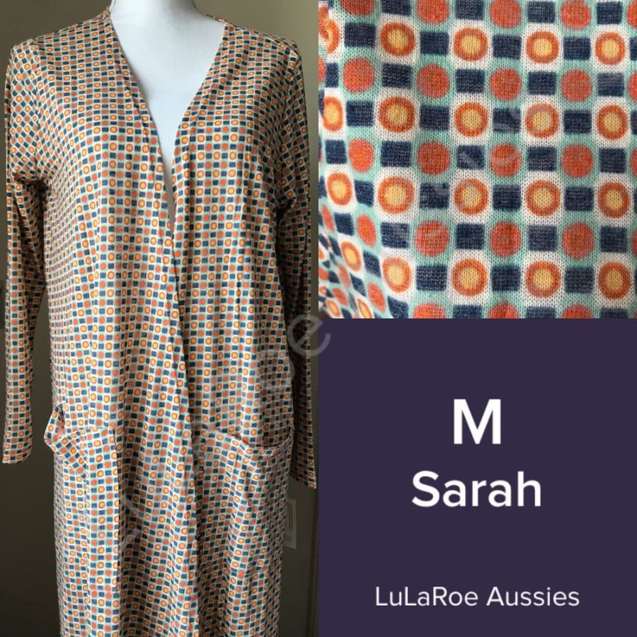 Lularoe Sarah M / Cream/denim/orange/aqua Geo, Linen Blend Coverups