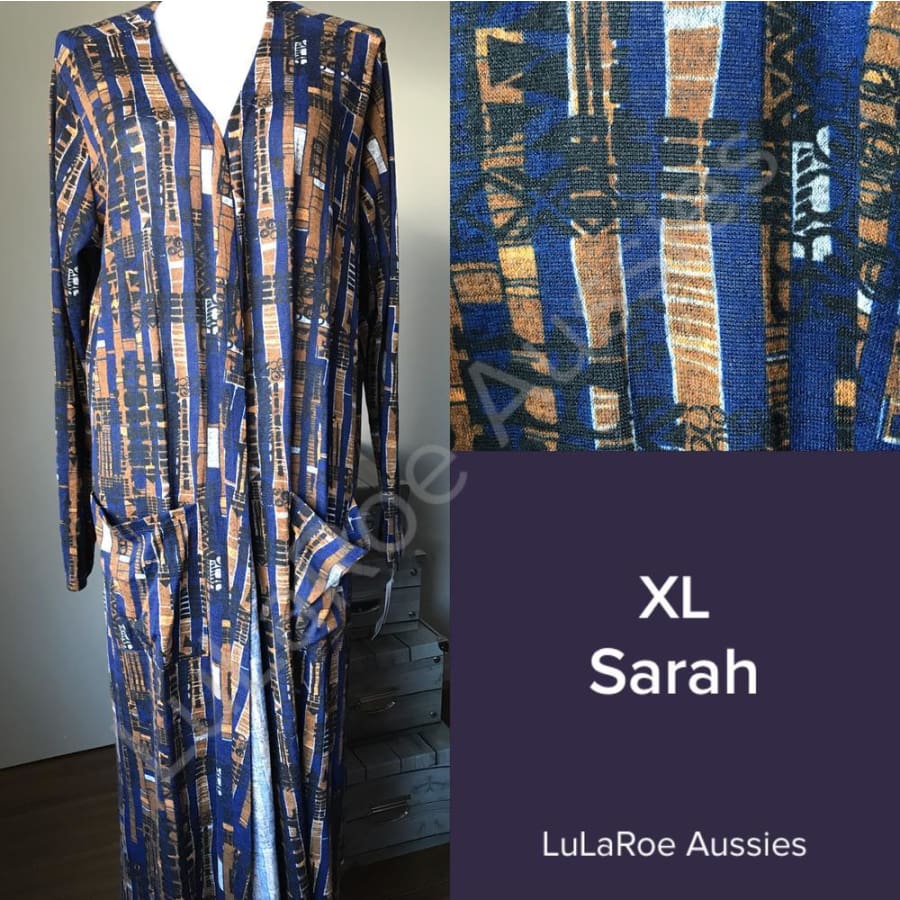 Lularoe Sarah Xl / Charcoal With Fuchsia/aqua/yellow/cream Geo, Linen Blend Coverups