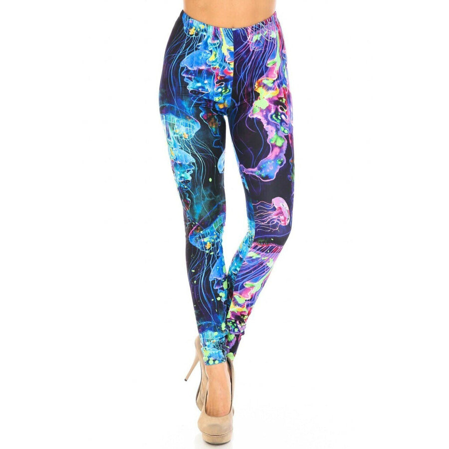 New! Buttery Soft Luminous Jellyfish Print Leggings (non-yoga band) Leggings
