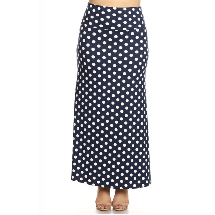 Maxi Skirt A-line Navy Floral or Polka Dots S / Navy Polka Dot Maxi Skirt