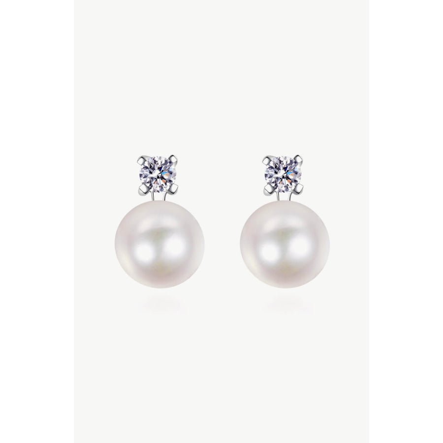 Moissanite Pearl Stud Earrings Pearl / One Size