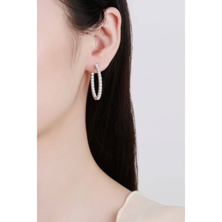 Moissanite Rhodium-Plated Hoop Earrings Silver / One Size