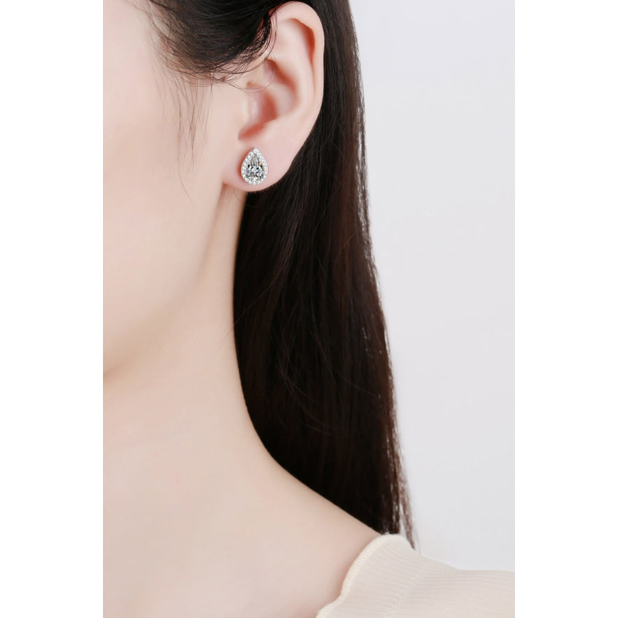 Moissanite Teardrop Stud Earrings Silver / One Size