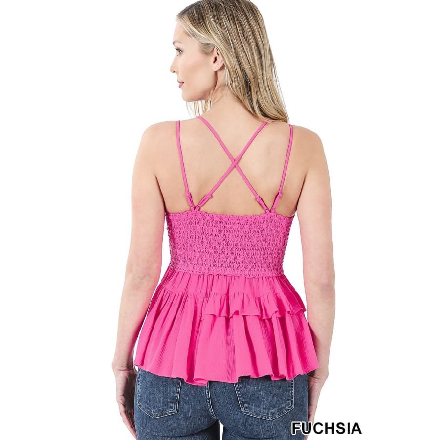NEW! Crochet Lace Peplum Camisole with Removable Bra Pads Bra