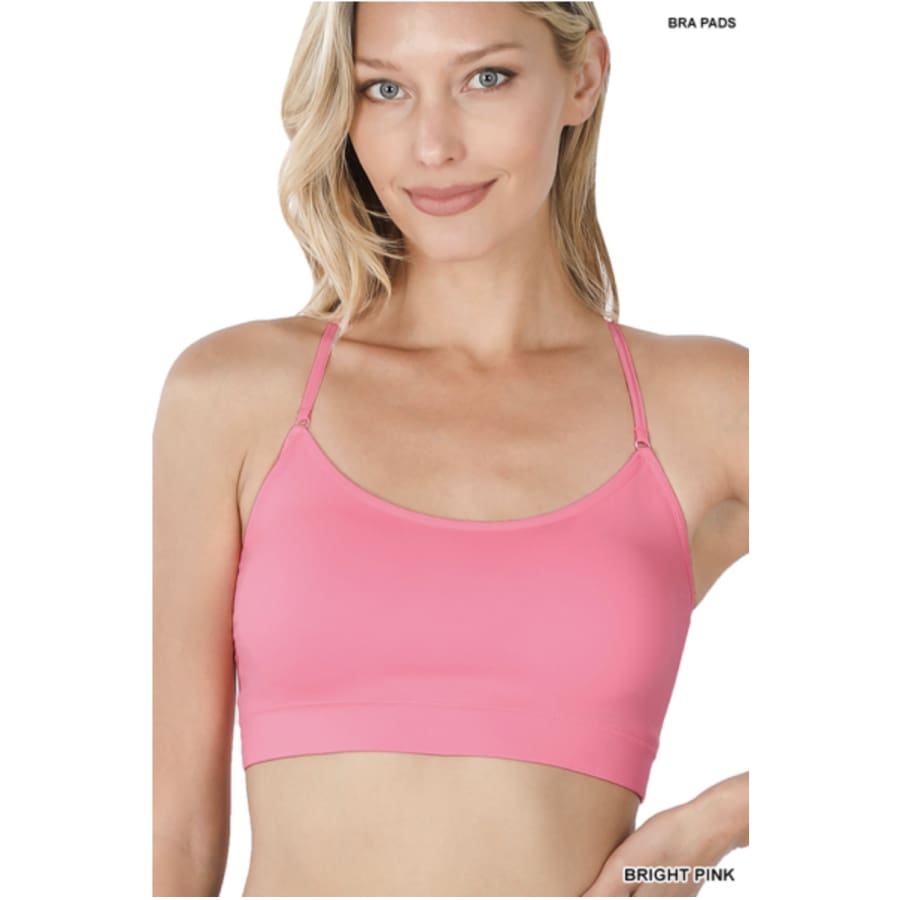NEW! Cross Back Padded Seamless Bralette with Adjustable Straps Bright Pink / OneSize S-XL Bralette