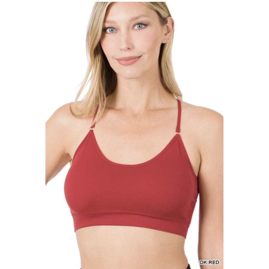 NEW! Cross Back Padded Seamless Bralette with Adjustable Straps Coming Soon! Dark Red / OneSize S-XL Bralette