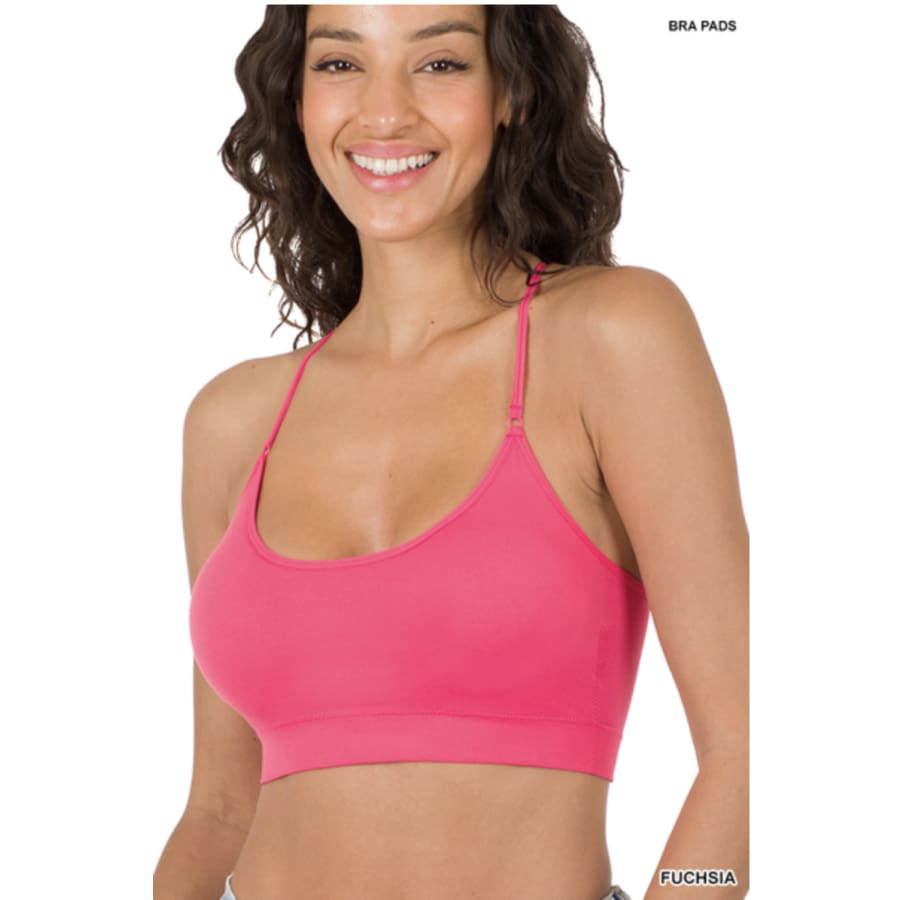 NEW! Cross Back Padded Seamless Bralette with Adjustable Straps Coming Soon! Fuchsia / OneSize S-XL Bralette