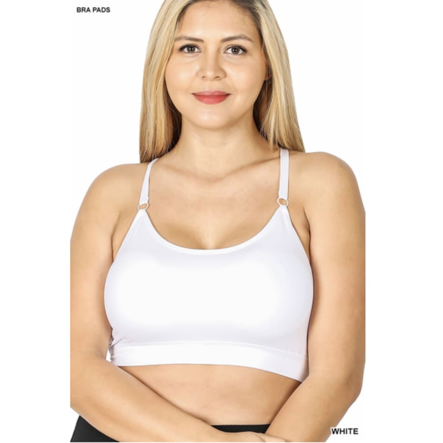 NEW! Cross Back Padded Seamless Bralette with Adjustable Straps White / OneSize 1XL/2XL Bralette