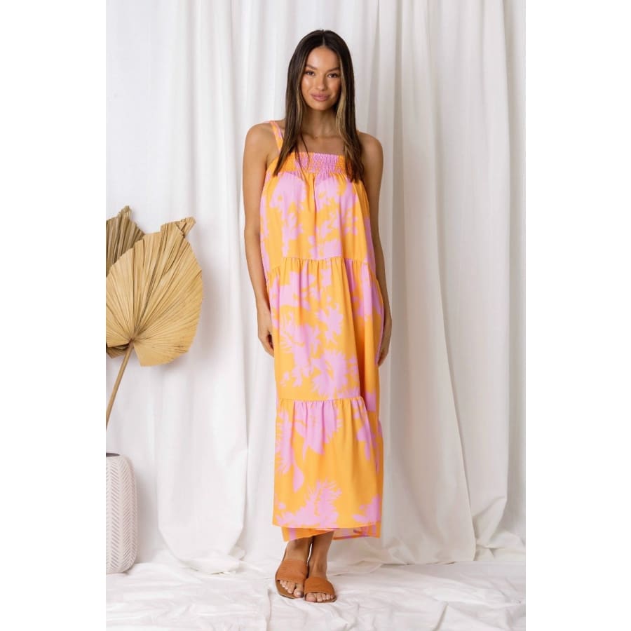 New! Love Lily The Label - Pink Caribbean Tiered Maxi Dress Maxi Dress