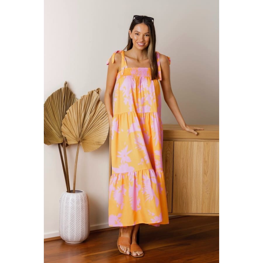 New! Love Lily The Label - Pink Caribbean Tiered Maxi Dress Maxi Dress