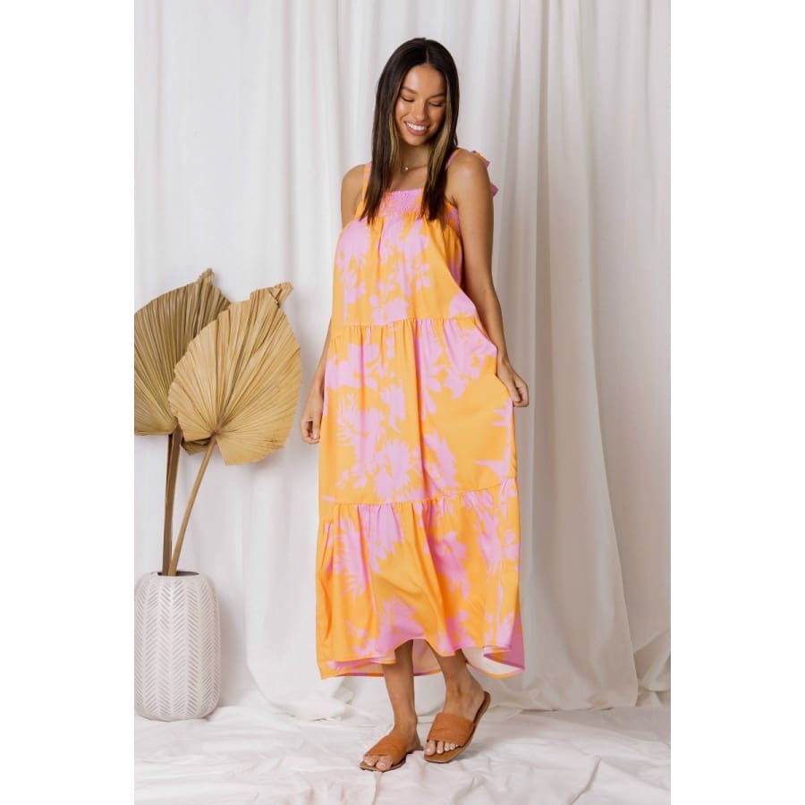 New! Love Lily The Label - Pink Caribbean Tiered Maxi Dress XS/S Maxi Dress