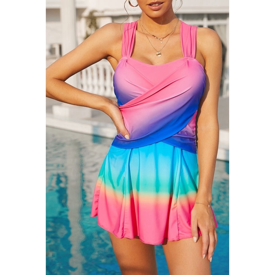 Ombre Tie Dye Swim Dress with Shorts Rose / M (US 8)