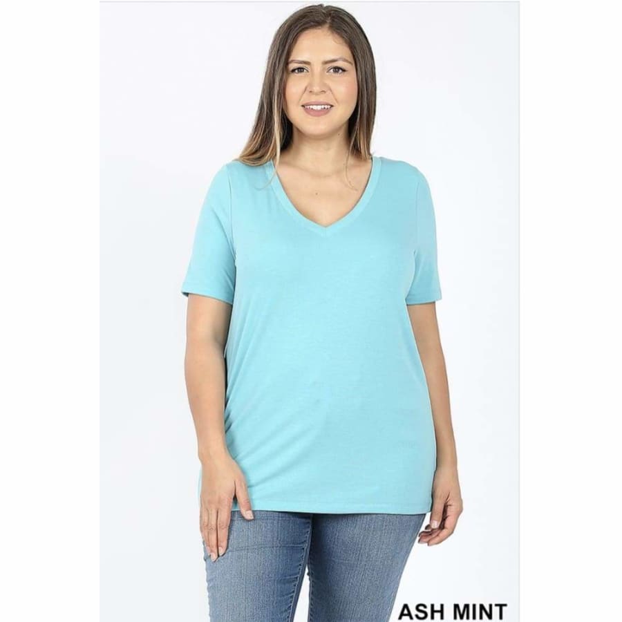 NEW COLOURS in Our Favourite V-Neck Top! Ash Mint / 1XL Tops
