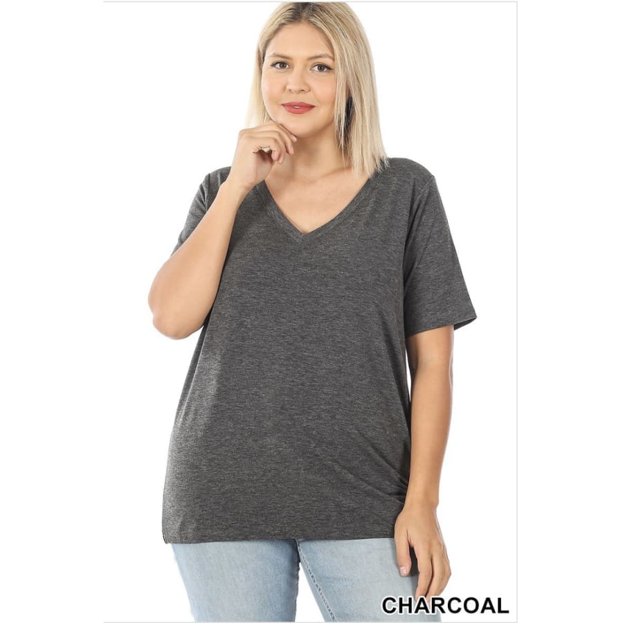 NEW COLOURS in our Favourite V-Neck Top!! Charcoal / 1XL Tops