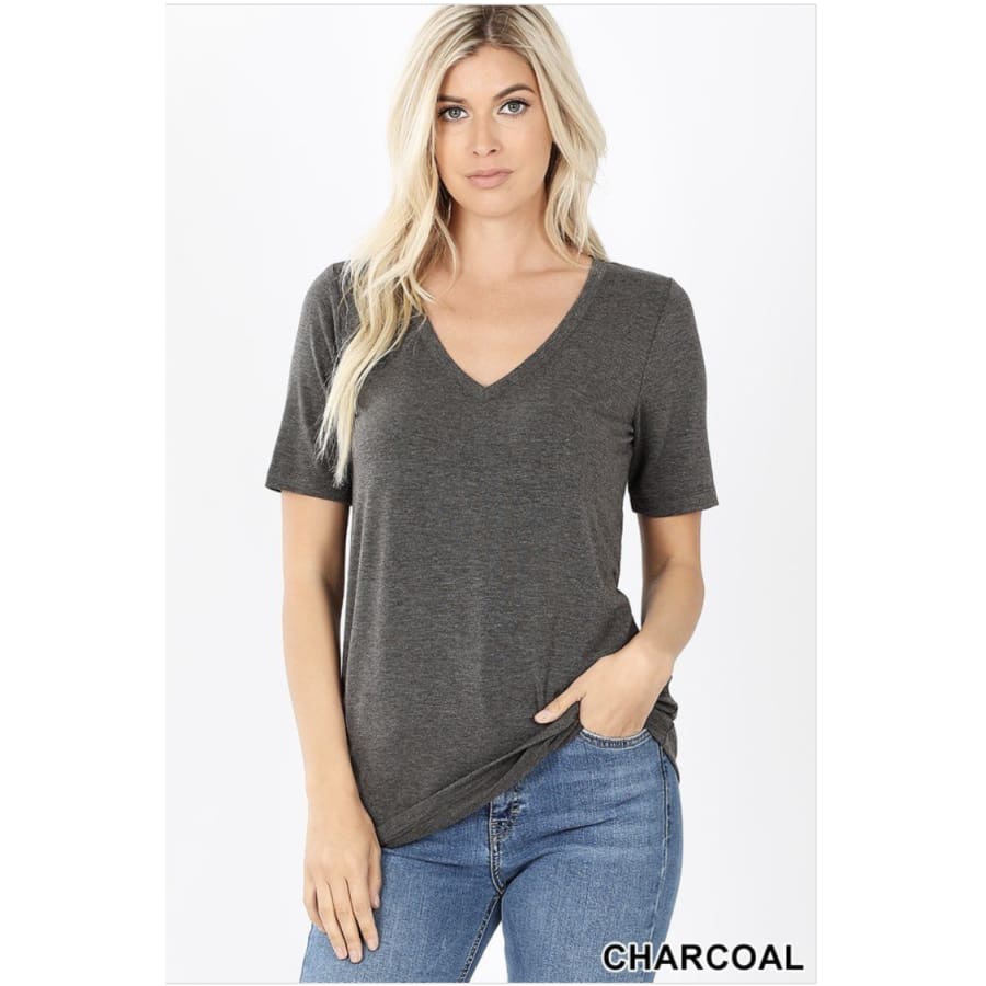 NEW COLOURS in our Favourite V-Neck Top!! Charcoal / S Tops