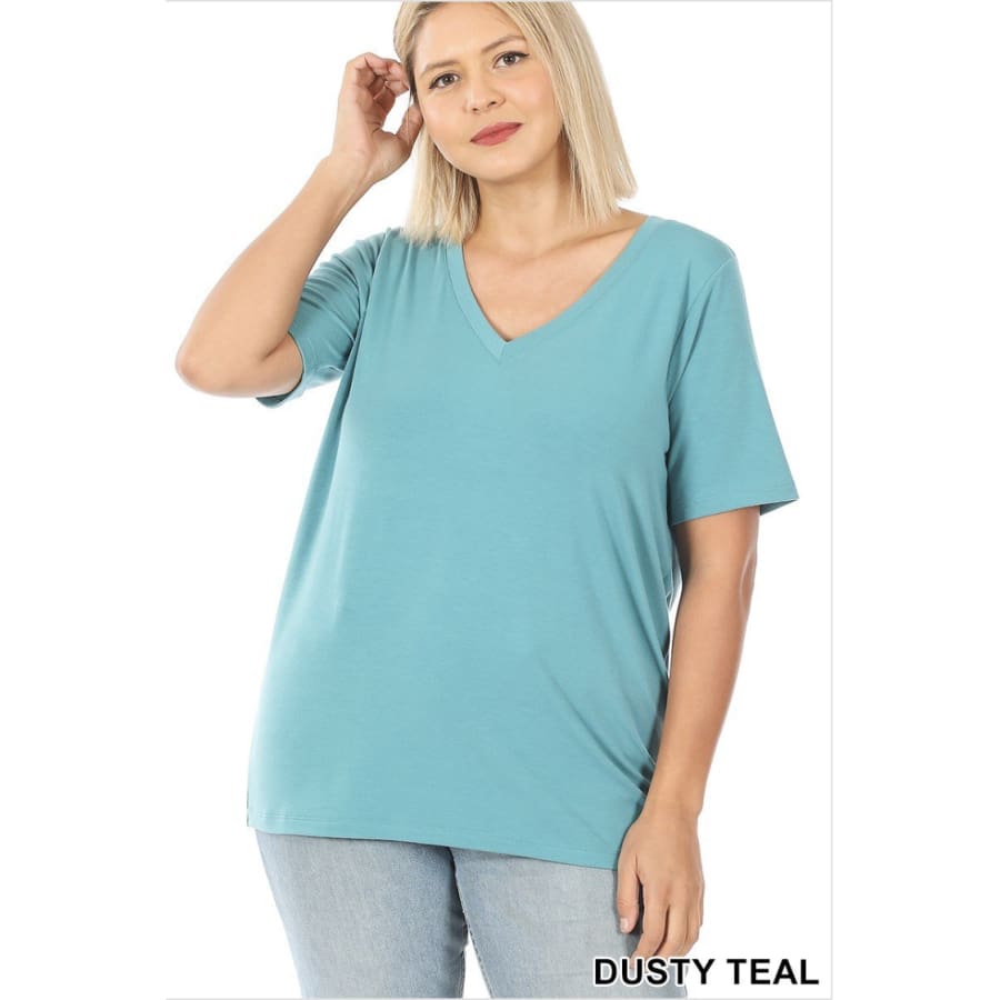 NEW COLOURS in our Favourite V-Neck Top!! Dusty Teal / 1XL Tops