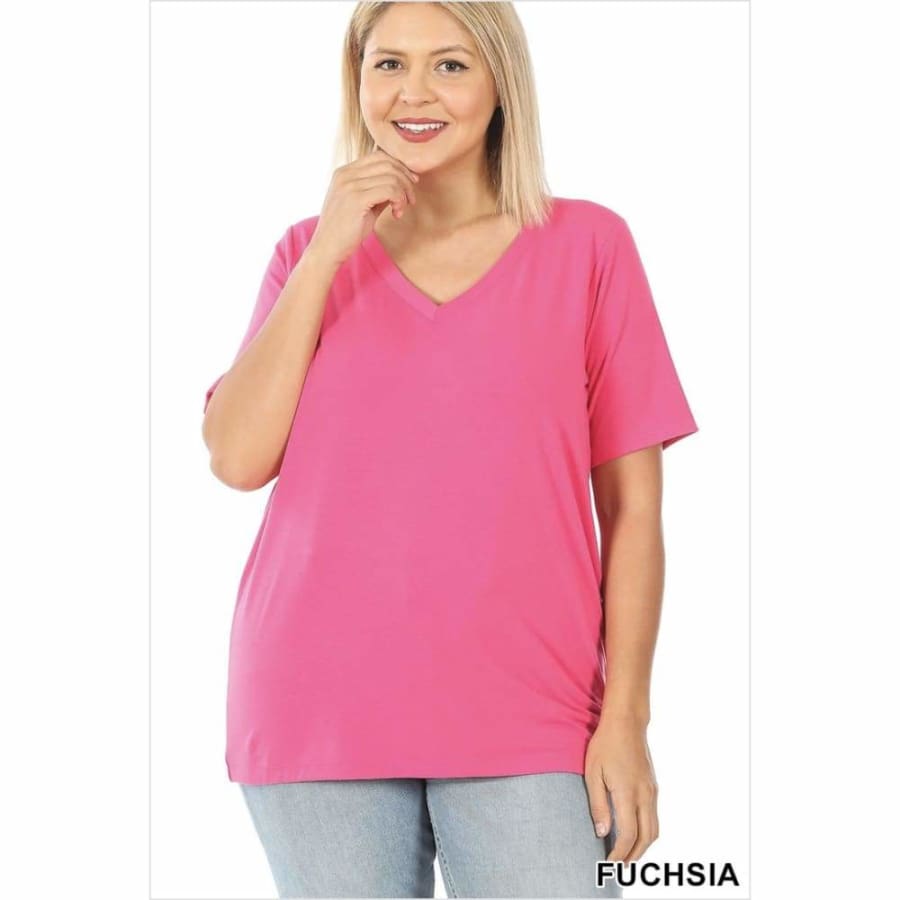 NEW COLOURS in Our Favourite V-Neck Top! Fuchsia / 1XL Tops