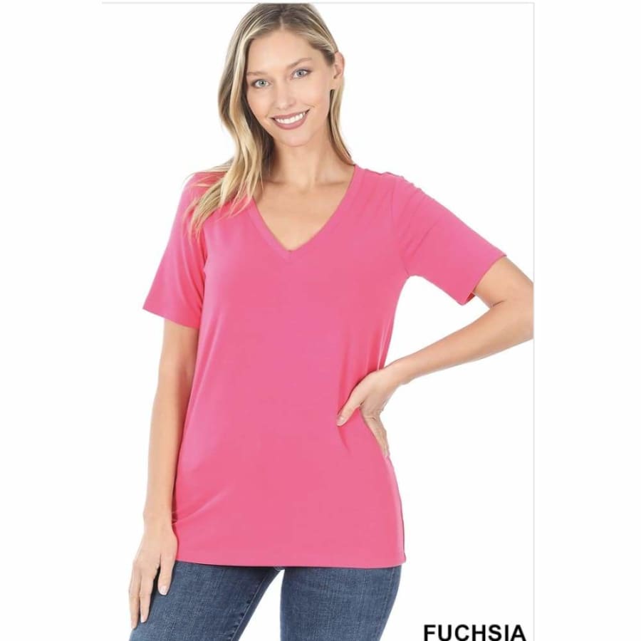 NEW COLOURS in Our Favourite V-Neck Top! Fuchsia / S Tops