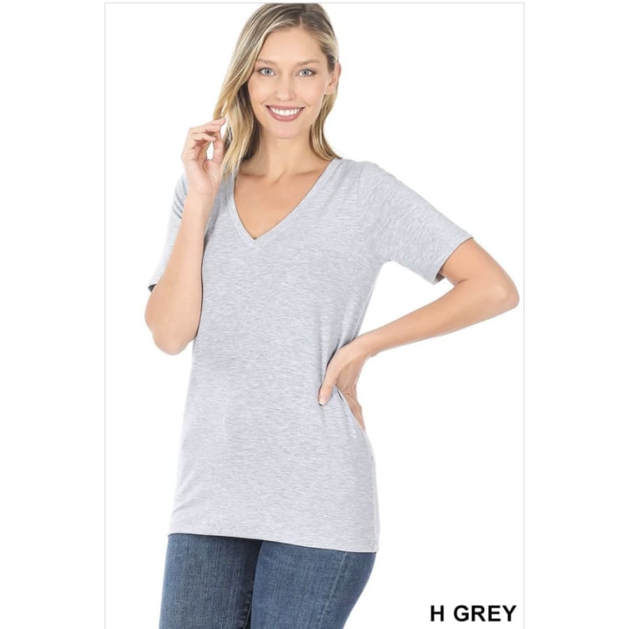 NEW COLOURS in Our Favourite V-Neck Top! Heather Grey / S Tops