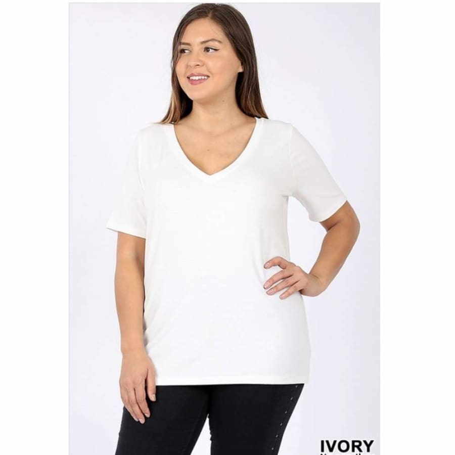 NEW COLOURS in Our Favourite V-Neck Top! Ivory / 1XL Tops