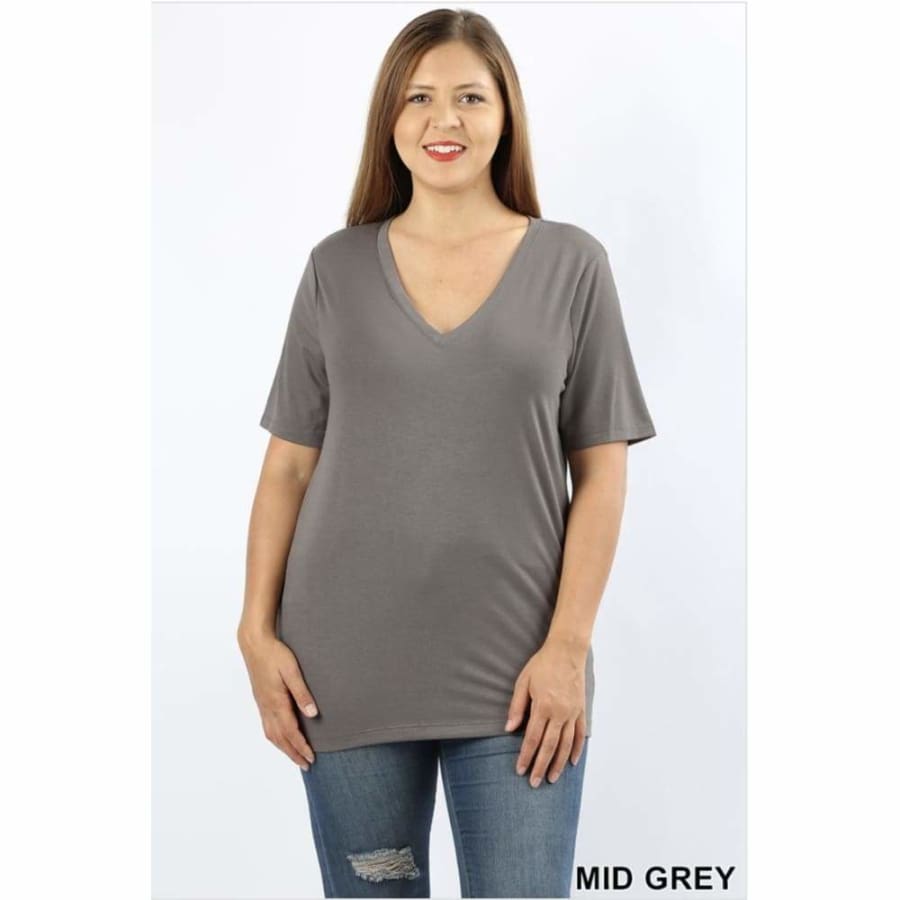 NEW COLOURS in Our Favourite V-Neck Top! Mid Grey / 1XL Tops