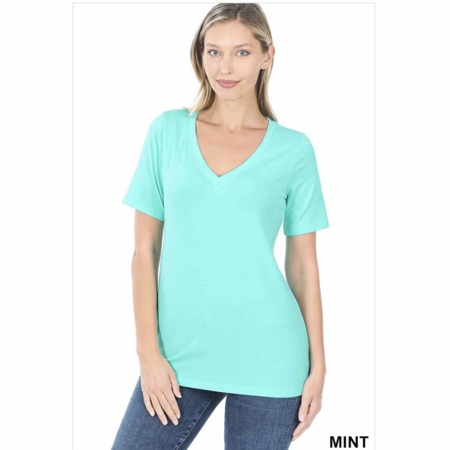 NEW COLOURS in Our Favourite V-Neck Top! Mint / S Tops