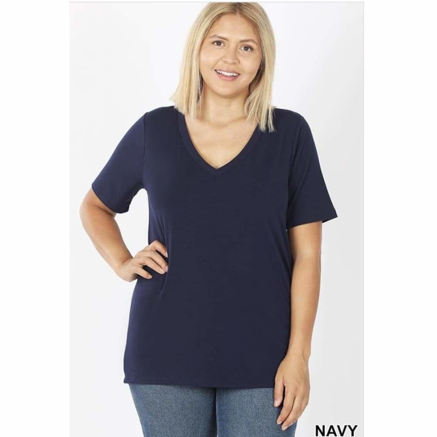 NEW COLOURS in Our Favourite V-Neck Top! Navy / 1XL Tops