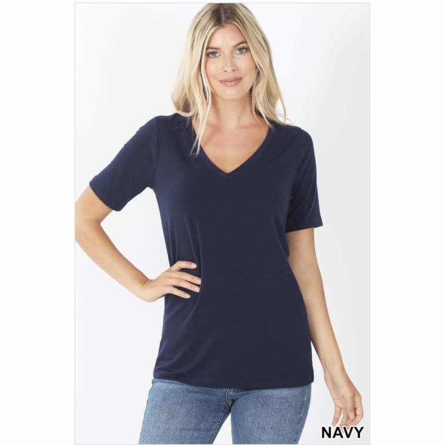 NEW COLOURS in Our Favourite V-Neck Top! Navy / S Tops