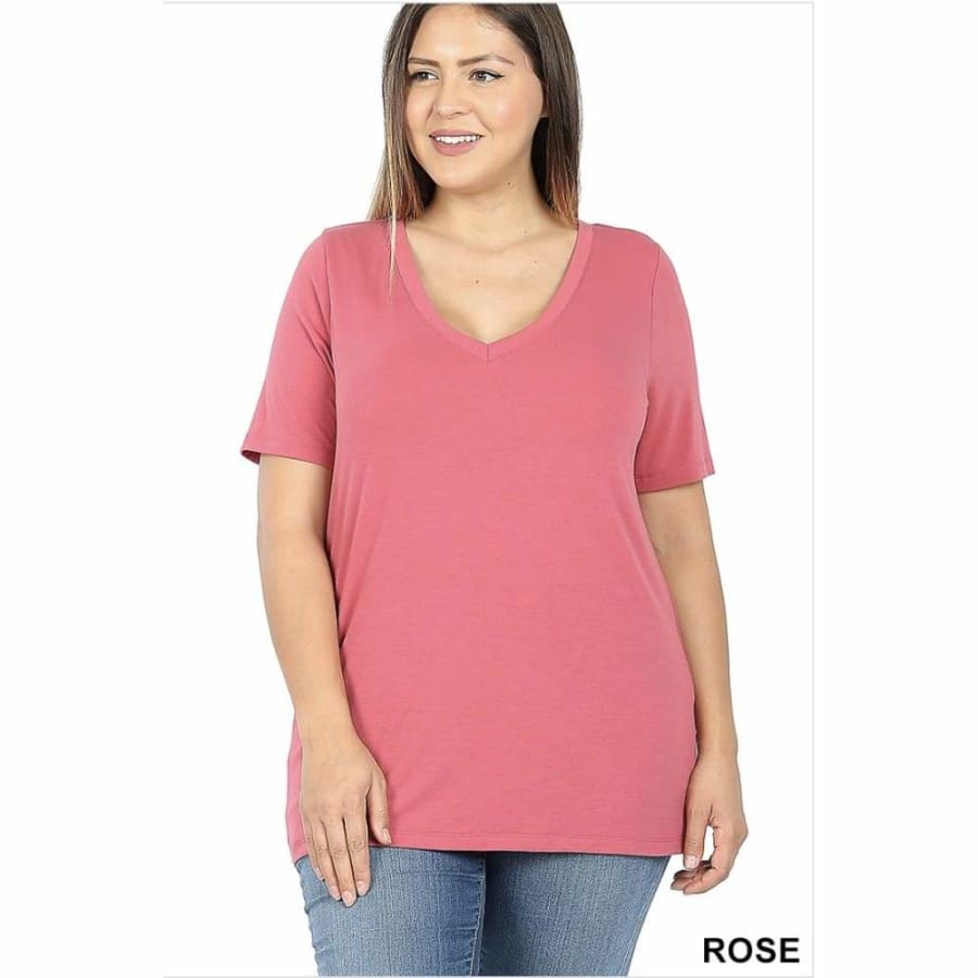 NEW COLOURS in Our Favourite V-Neck Top! Rose / 1XL Tops
