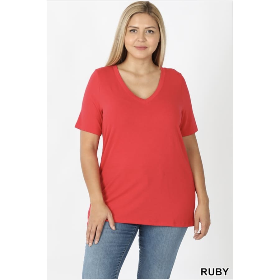 NEW COLOURS in our Favourite V-Neck Top!! Ruby / 1XL Tops