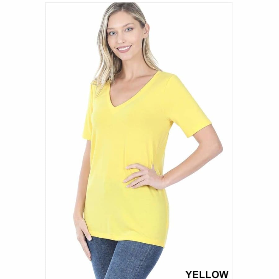 NEW COLOURS in Our Favourite V-Neck Top! Yellow / S Tops